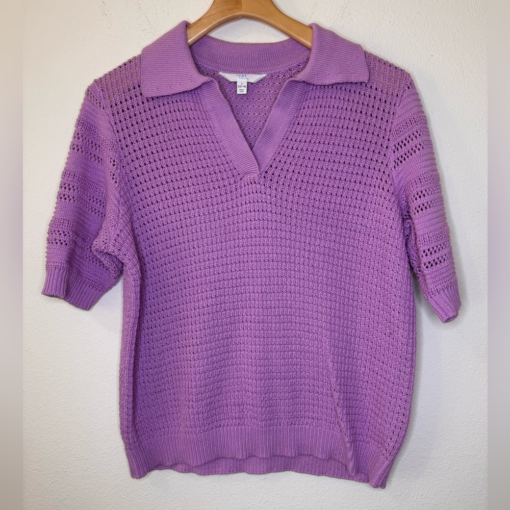 NEW Time and Tru Large Purple V-Neck Knit Sweater
